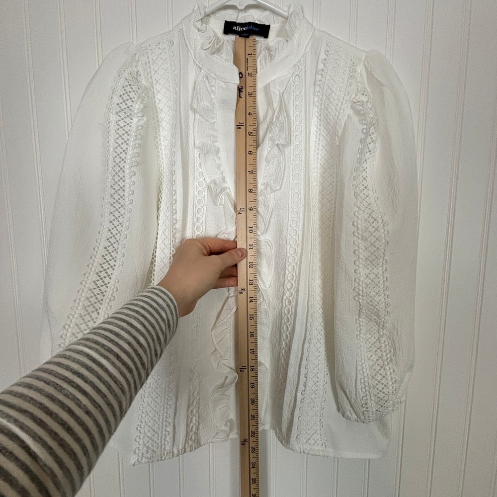 Victorian Ruffle Lace Blouse S White Romantic Cottagecore Prairie Top Peasant - Picture 10 of 13